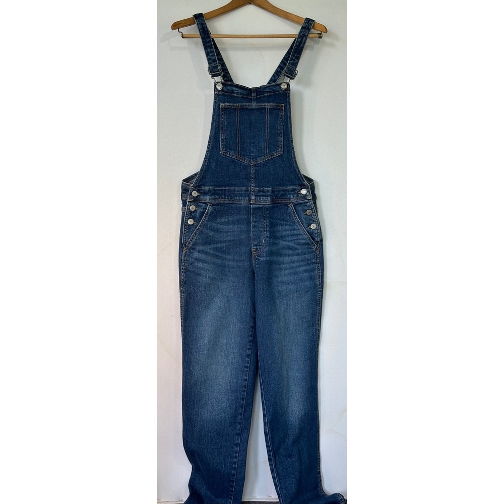 Denim Overalls Straight Leg Womens 4 Tall Blue Excellent Granolagirl